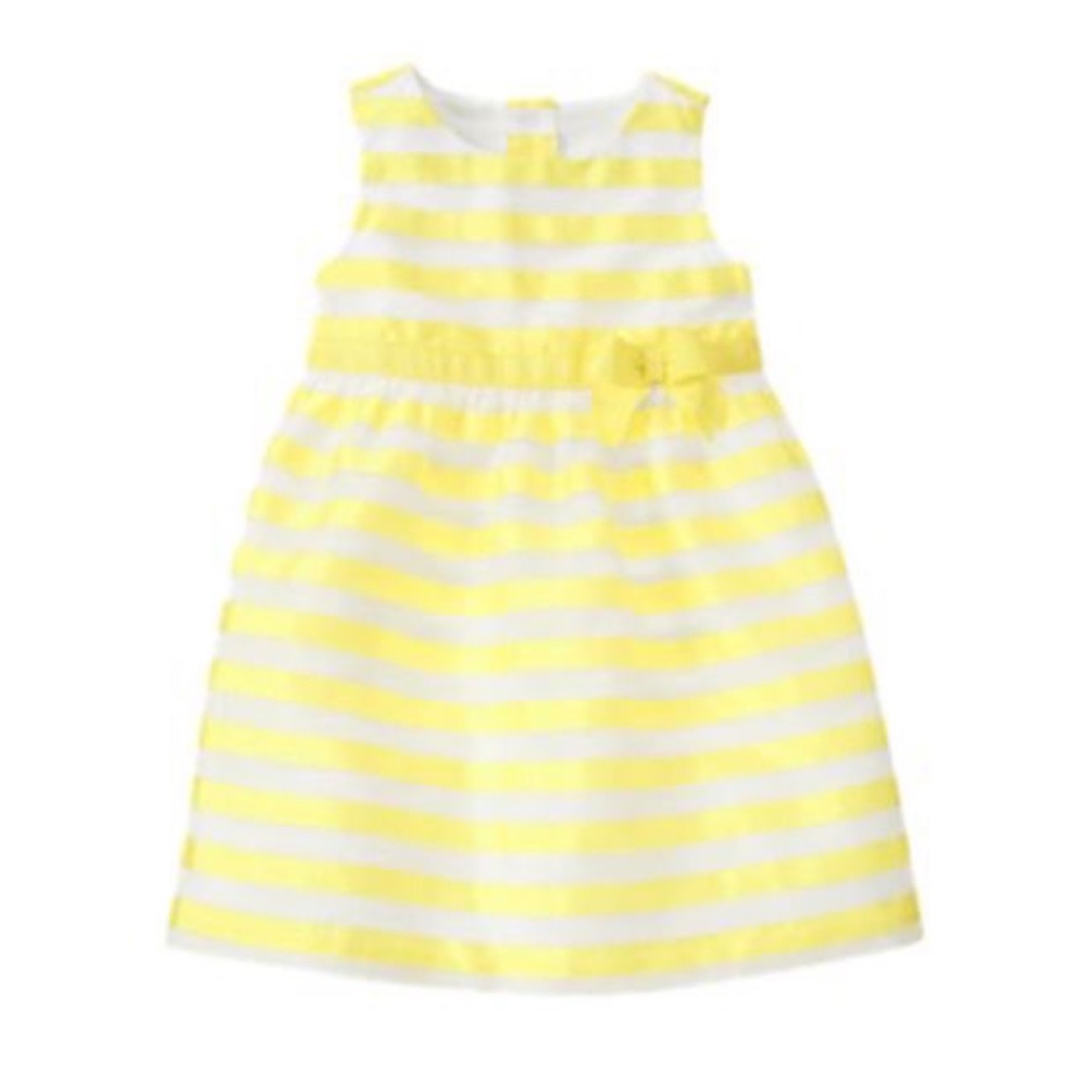 Dressed Up by Gymboree Yellow & White Striped Formal/Easter Dress 3T